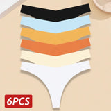 INTIMO SECRETS 6-Pack Women’s Seamless V-Waist Thongs – Ultra-Thin Summer G-String Panties