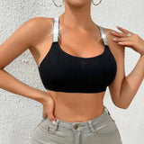 INTIMO SECRETS Women’s Smooth Shape Sports Bra – Lightweight Molded Cup with Glitter Straps