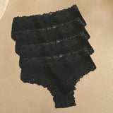 4Pcs/Set Women's Cotton Panties Lace Sexy Brazilian Pants Floral Lace Underwear Trendy Patchwork Briefs  Female Soft Underpants