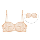 INTIMO SECRETS Women’s Mesh Lace Transparent Bra – Seamless Push-Up Invisible Lingerie for Wedding