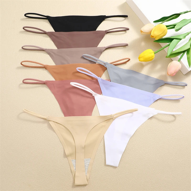 INTIMO SECRETS 4-Pack Women’s Seamless Ice Silk Thongs – Low-Waist, Stretchy G-String Panties