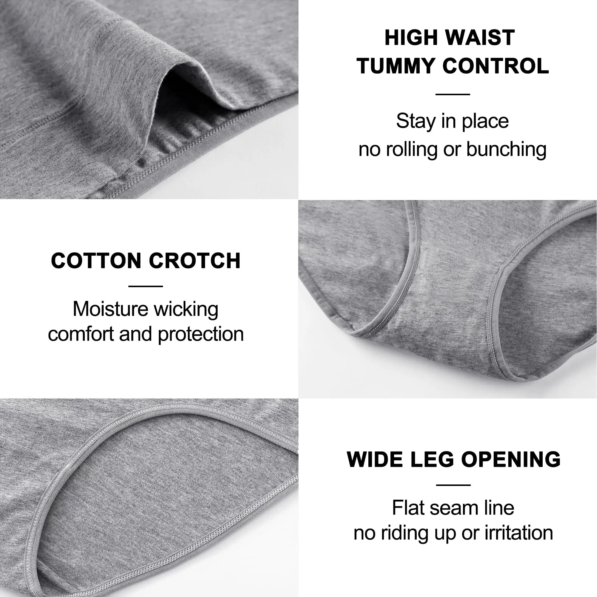 INTIMO SECRETS 4PCS High Waist Cotton Panties – Plus Size Women L-5XL