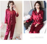 Womens Silk Satin Pajamas Set Sleepwear Pijama Women's Loungewear Pajamas Suit Female Sleep Two Piece Set Feminino Fofo Pyjamas