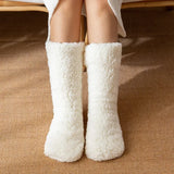 Thickened Winter Woven Thermal Cashmere Floor Socks Women's Carpet Home Plus Velvet Sleep Socks Slippers Leg Cover