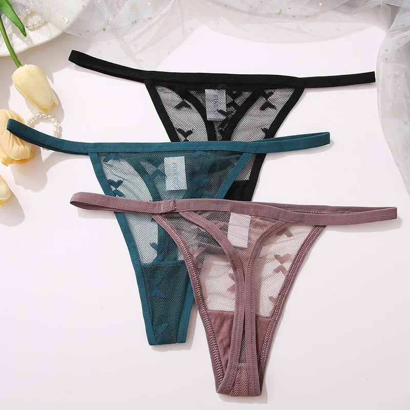 INTIMO SECRETS 2PCS Mesh Thongs – Transparent Seamless G-String Underwear for Women S-XL