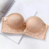 INTIMO SECRETS Women’s Sexy Strapless Bra – Black Lace Seamless Push-Up Invisible Bralette