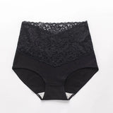 INTIMO SECRETS High Waist Cotton Briefs - V-Neck Lace Abdomen Control