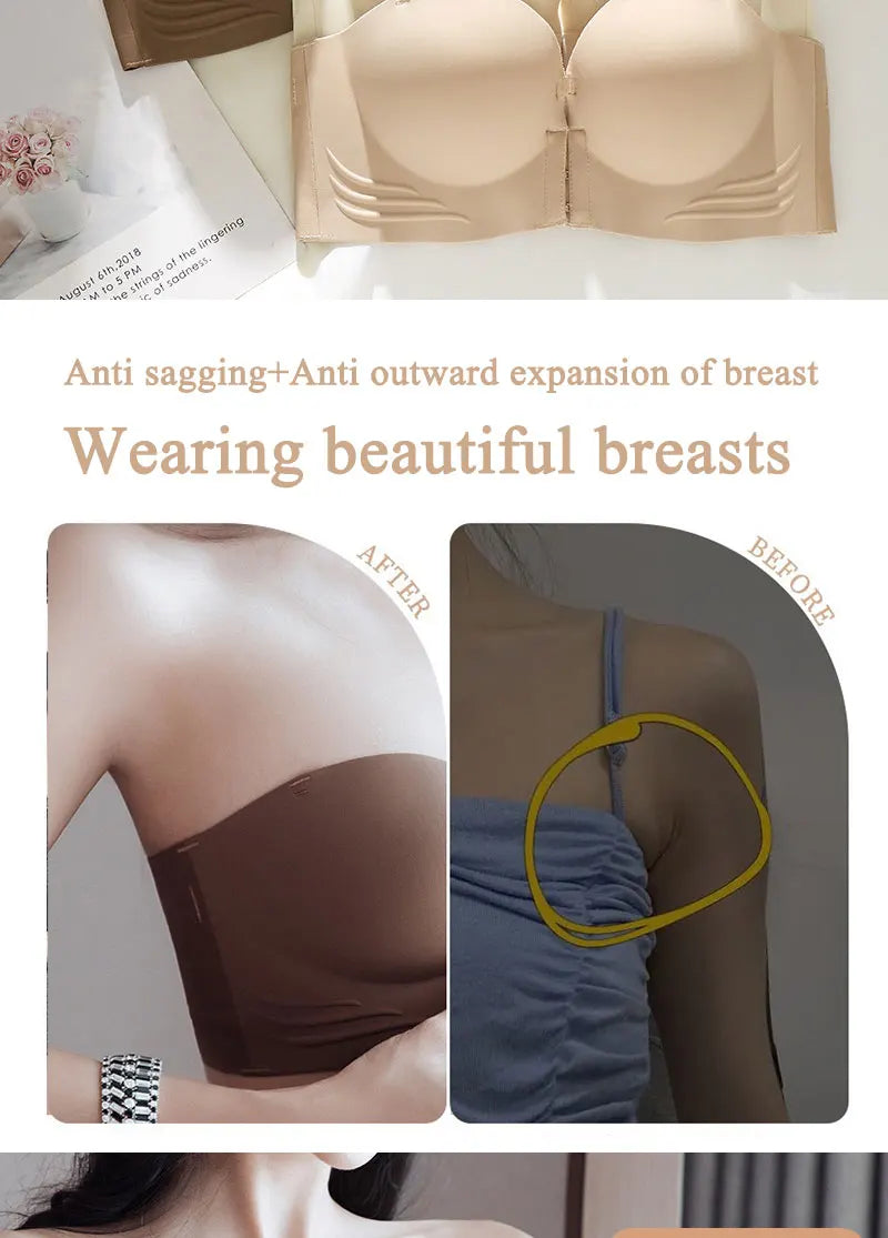FINETOO 1PCS Women's Push-up Strapless Bras Front Buckle Brassiere Sexy Girls Small Chest Underwear Front Closure Sexy Bra
