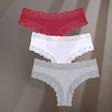 INTIMO SECRETS 3-Pack Women’s Floral Lace Cotton Panties – Sexy Soft Briefs S-XL