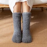 Thickened Winter Woven Thermal Cashmere Floor Socks Women's Carpet Home Plus Velvet Sleep Socks Slippers Leg Cover